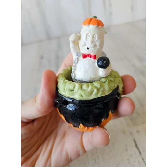 Ghost cauldron Jack in the box Halloween prop vintage - Picture 6 of 8